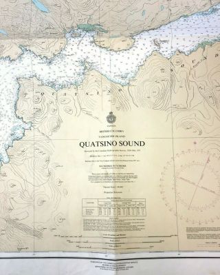 Vintage QUATSINO SOUND VANCOUVER ISLAND Nautical Chart PORT ALICE Canada BC MAP 2