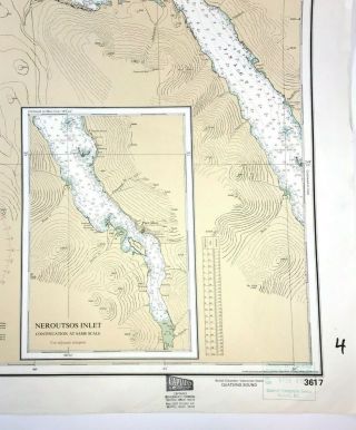 Vintage QUATSINO SOUND VANCOUVER ISLAND Nautical Chart PORT ALICE Canada BC MAP 3