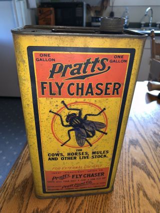 Vintage Pratt’s Fly Chaser Tin,  Pratt’s Food Co.  Bug Killer (empty)