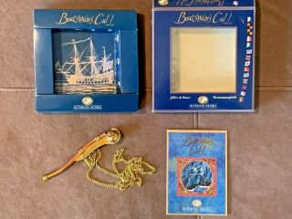 Vintage Brass & Copper Boatswain ' s / Bosun ' s Call Whistle w/ Chain 3
