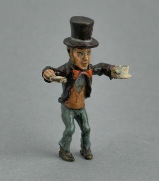 Vintage Cold Painted Bronze Miniature Mad Hatter Alice In Wonderland Tea Party