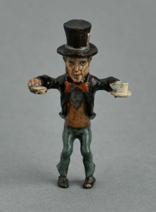 Vintage COLD PAINTED BRONZE Miniature MAD HATTER Alice in Wonderland TEA PARTY 3