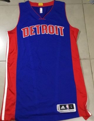 Vtg Adidas Nba Authentics Detroit Pistons Sz L,  2 Blue Player Issued Jersey Sewn