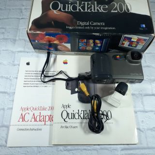 Vintage Apple Macintosh QuickTake 200 Digital Camera W/Box & More 2