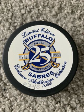 Vintage Buffalo Sabres 25th Anniversary Puck Limited Edition 0348/1000