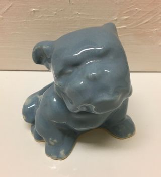 Vintage Mid Century Bulldog Morton Pottery Blue Planter 2