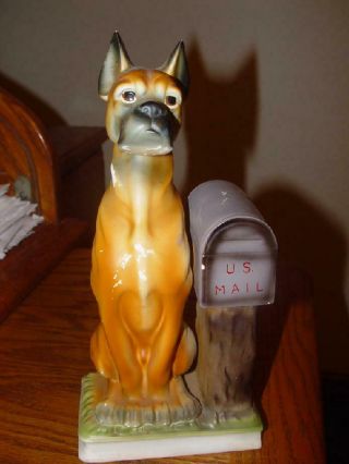 Vintage Boxer Dog Figurine Beside U S Mail Box Figurine U S Mail Collectable