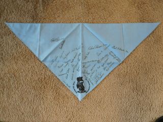 Am Scout 1983 Xv World Jamboree Bsa Contingent Troop 102 Signed Neckerchief,  Tag