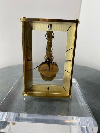 Vintage Hamilton Brass Skeleton Clock 7 Jewels 8 Day West Germany Keeps Time