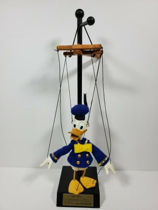 Disney Bob Baker Donald Duck Marionette With Stand Rare