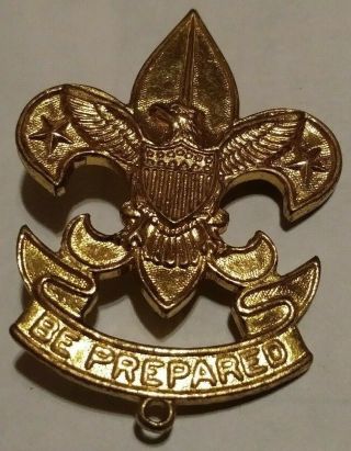Vintage Bsa Boy Scouts Golden Metal 1.  75 " Be Prepared Eagle Pin " Pat 1911 "