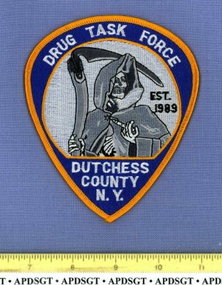 Dutchess County Drug Task Force York Police Patch Grim Reaper Skull