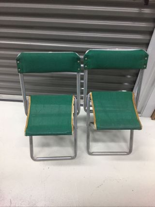 Set Of 2 Vintage Folding Canvas & Aluminum Camping Chairs
