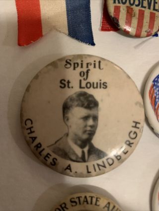 Vintage Spirit Of St Louis Charles A Lindbergh Commemorative Button Pinback 1927