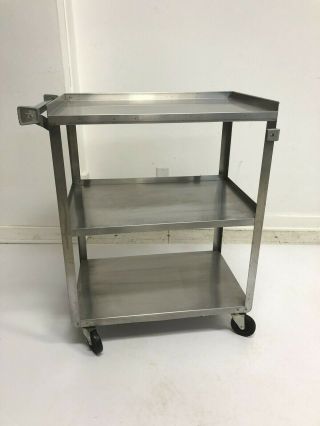 Vintage Stainless Steel Medical Cart Industrial Restaurant Utility Serving Table