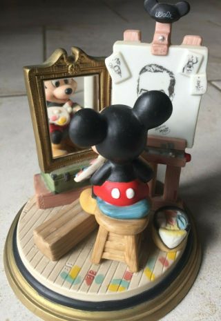 Walt Disney Mickey Mouse Self Portrait Ceramic Figurine Authentic 1990s
