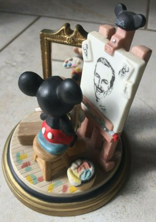 Walt Disney Mickey Mouse Self Portrait Ceramic Figurine Authentic 1990s 3