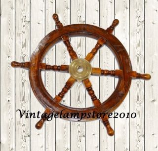 Vintage Wooden Maritime Decor 24 " Captains Shipwheel Ships Wheel Steering Helm