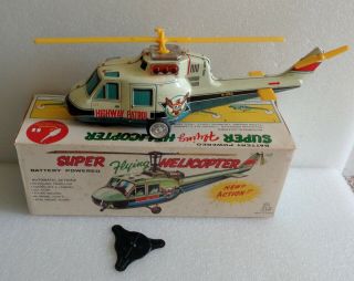 Vintage Tps Tin Flying Highway Patrol Police Helicopter W/box Japan