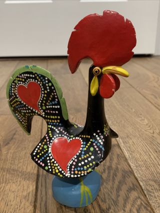 Vintage 8” Ceramic Hand Painted Colorful Dutch Rooster Chicken