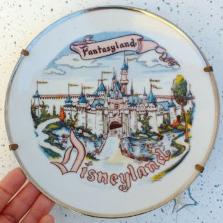 1950s Vtg Eleanore Welborn Disney Plate Sleeping Beauty Castle Fantasyland Rare