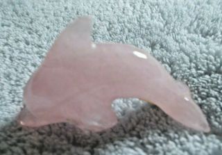 Dolphin Statue Natural Stone Rose Quartz Healing Reiki Figurine 2 inches 3