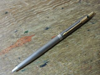 Old Vintage Sterling Silver Gold Trim Gt Parker Classic Cisele Ballpoint Pen Usa