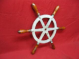 Vintage Nautical Marine Ship Boat Steering Wheel Wood Handles 2