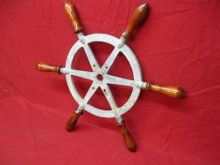 Vintage Nautical Marine Ship Boat Steering Wheel Wood Handles 3