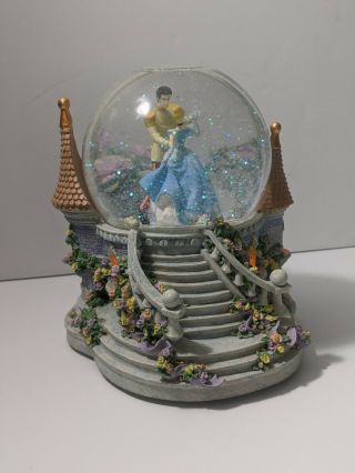 Rare Disney Cinderella Castle Light Up Musical Snowglobe Price Charming Large