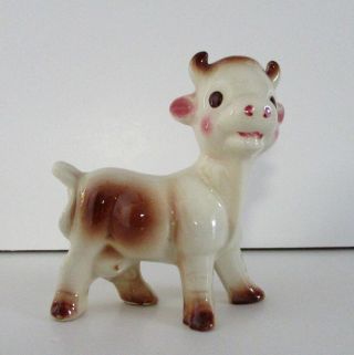 Vintage Rempel Milky The Cow Ceramic Figurine Brown And White