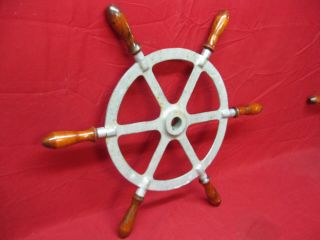 Vintage Nautical Ship Boat Steering Wheel Wood Handles 2