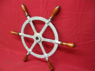 Vintage Nautical Ship Boat Steering Wheel Wood Handles 3