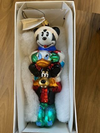 Mickey Mouse Donald Goofy Stacked Christopher Radko Disney Ornament Nib