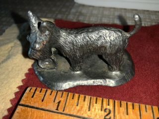 Vintage Pewter Scottie Dog With Spilled Bowl Figurine