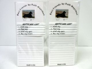 Flat Coated Retriever Magnetic Refrigerator List Pad Set Of 2 Pads By Ruth Rfc - 1