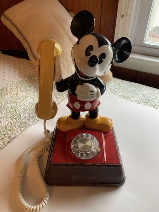 Vintage Mickey Mouse Rotary Dial Telephone 15 " 1976 Walt Disney Collectible