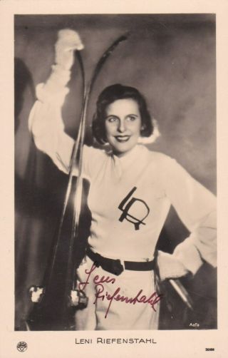 Leni Riefenstahl Autograph Hand Signed Early Vintage Photo Card 1940s