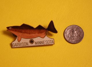 Vintage Lions Club Pin Pinback Garrison Minnesota Fish Pike