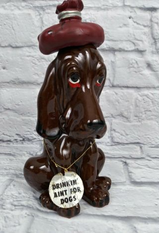 Vintage Enesco Hound Dog Decanter Drinking Ain 