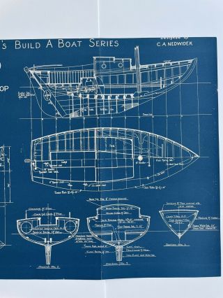 Vintage Antique 1920’s Sailboat Nautical Blueprint “GOZO” 3