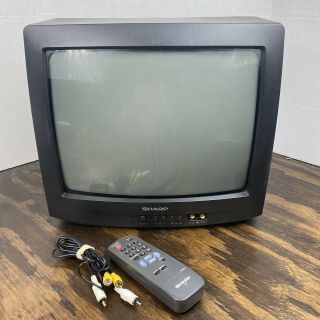 Sharp 13 " Crt Television Tv W/ Remote Cables Retro Gaming 13j - M100 Vintage 1997