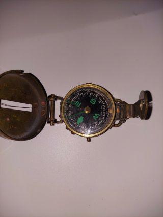 Vintage Heavy Brass Compass Dated 1914 W A Y Ene Harris London 1914
