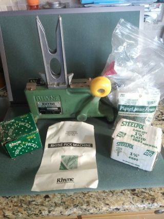 Vintage Rhyne Pick Machine With Weight - Floral Supply With Supplies