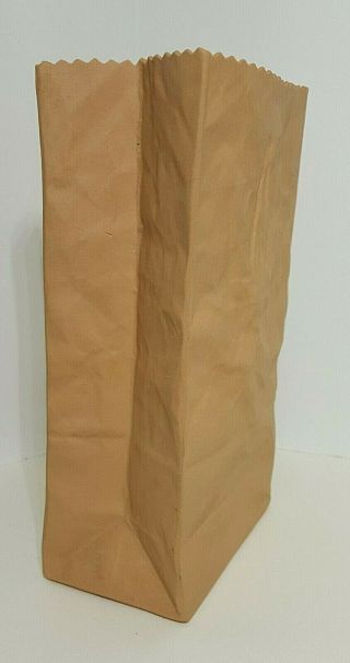 Vtg Michael Harvey Craft 2 Brown Paper Bag Ceramic Pottery Vase Planter Canada 3
