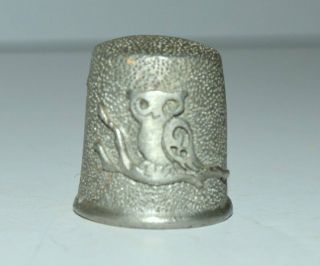 Vintage Rawcliffe Pewter Owl Thimble Signed