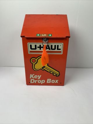 Vintage Uhaul Key Drop Box Advertising Display Sign With Key