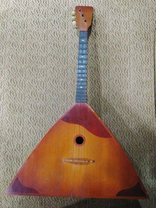 Russian Folk Art Vintage Balalaika 3 String Wooden Guitar