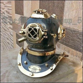 Us Navy Mark V Vintage Antique Style Brass Deep Sea Scuba Divers Diving Helmet