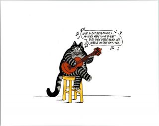 Amateur Hour Cat Singing Guitar On Stool Acoustic Kliban Cat Print Color Vintage